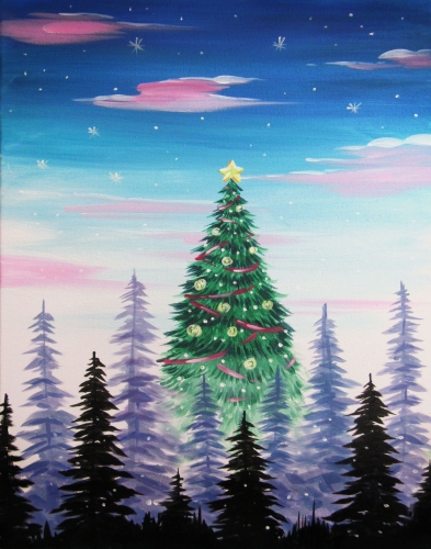 A Towering Christmas Tree paint nite project by Yaymaker