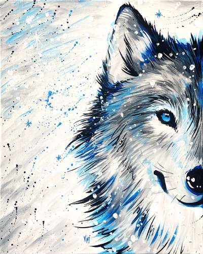 A Winter WOLF in Snow paint nite project by Yaymaker