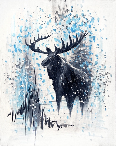 A Winter MOOSE in Snow paint nite project by Yaymaker