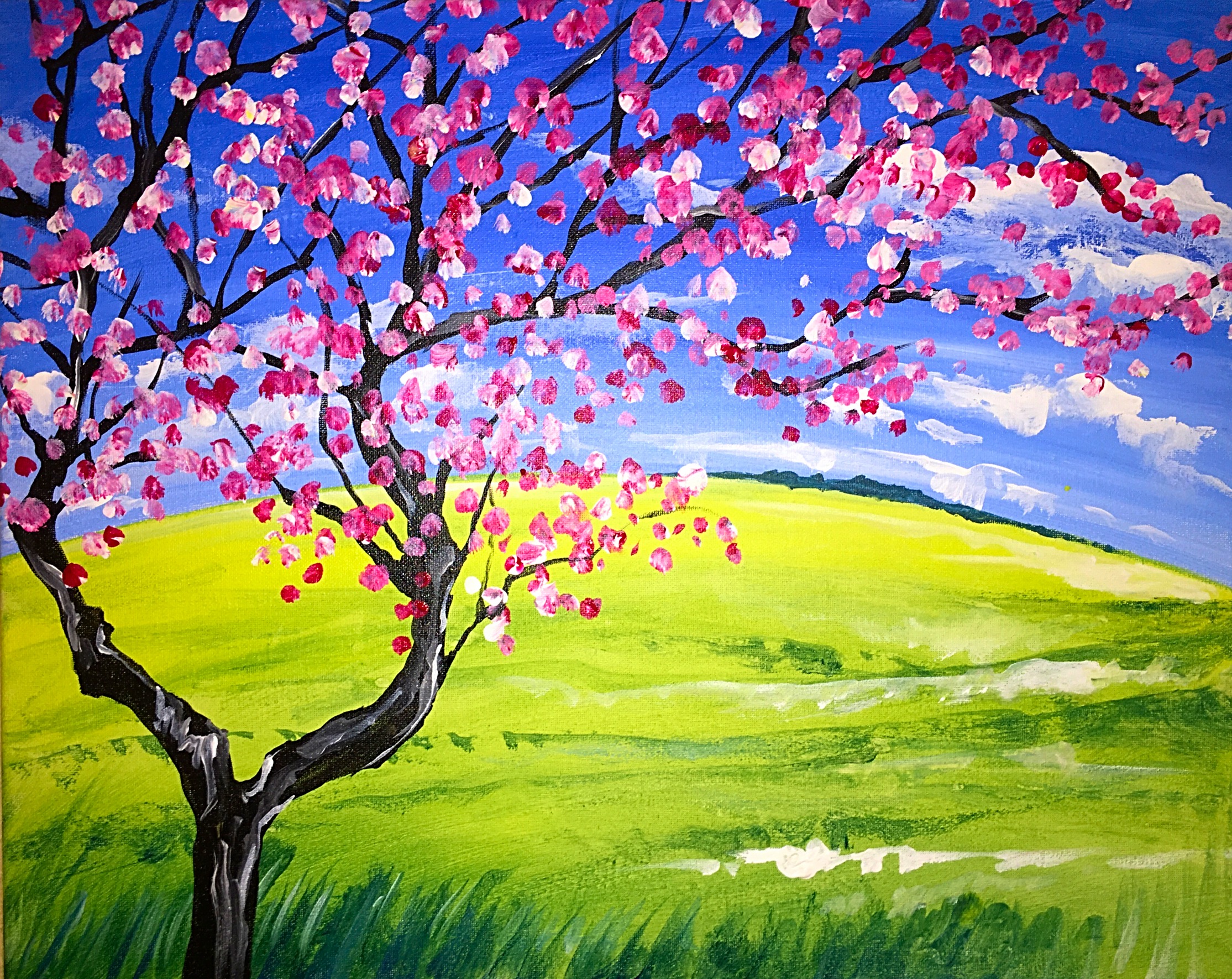 A Spring Cherry Blossom paint nite project by Yaymaker