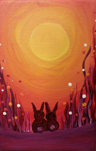 A Rabbit Sunset paint nite project by Yaymaker