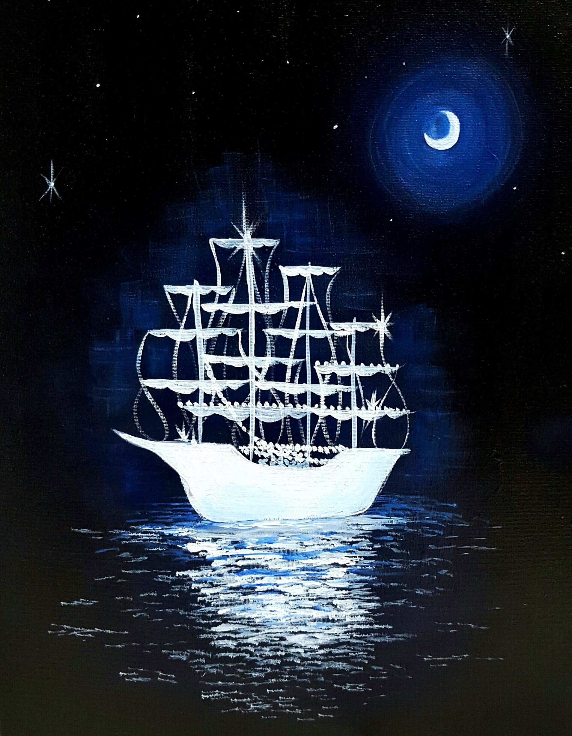 A Midnight Ghost Ship paint nite project by Yaymaker