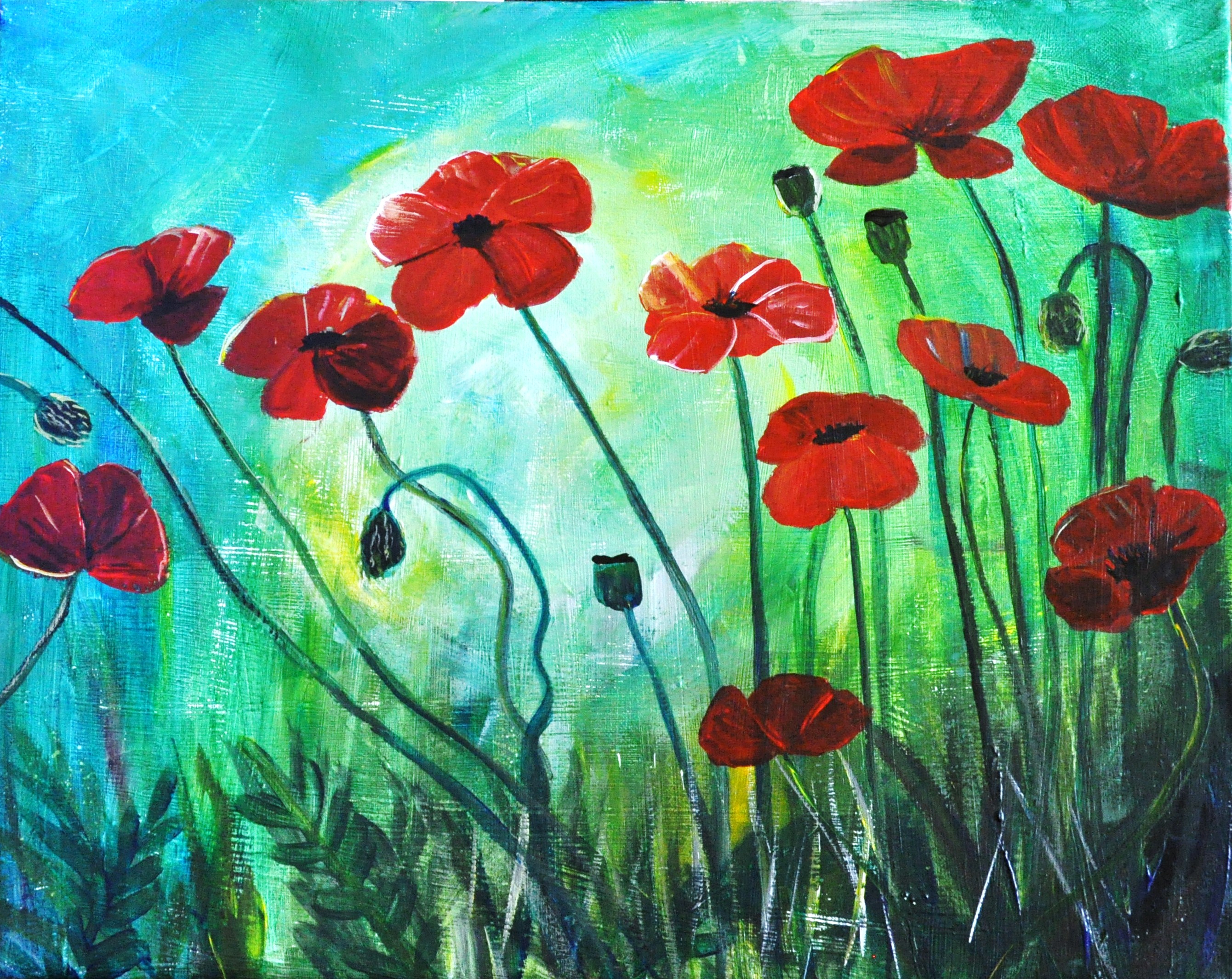 A Poppy Garden paint nite project by Yaymaker