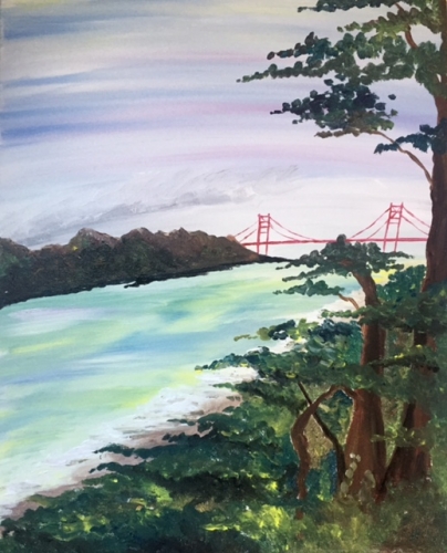 A Golden Gate Bridge in Summer paint nite project by Yaymaker