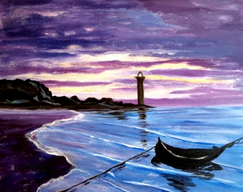 A Monets Honfleur paint nite project by Yaymaker