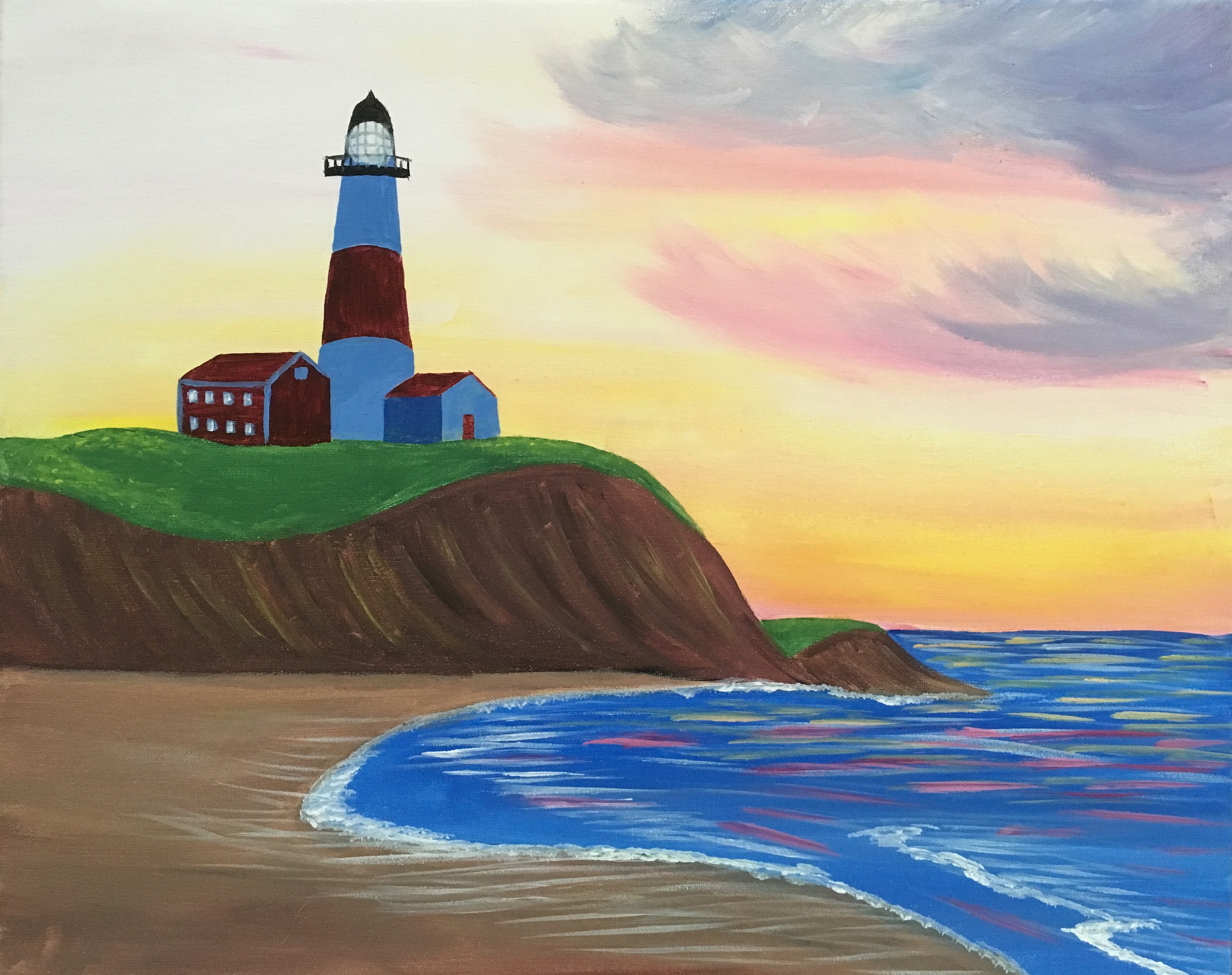 A Montauk Lighthouse paint nite project by Yaymaker