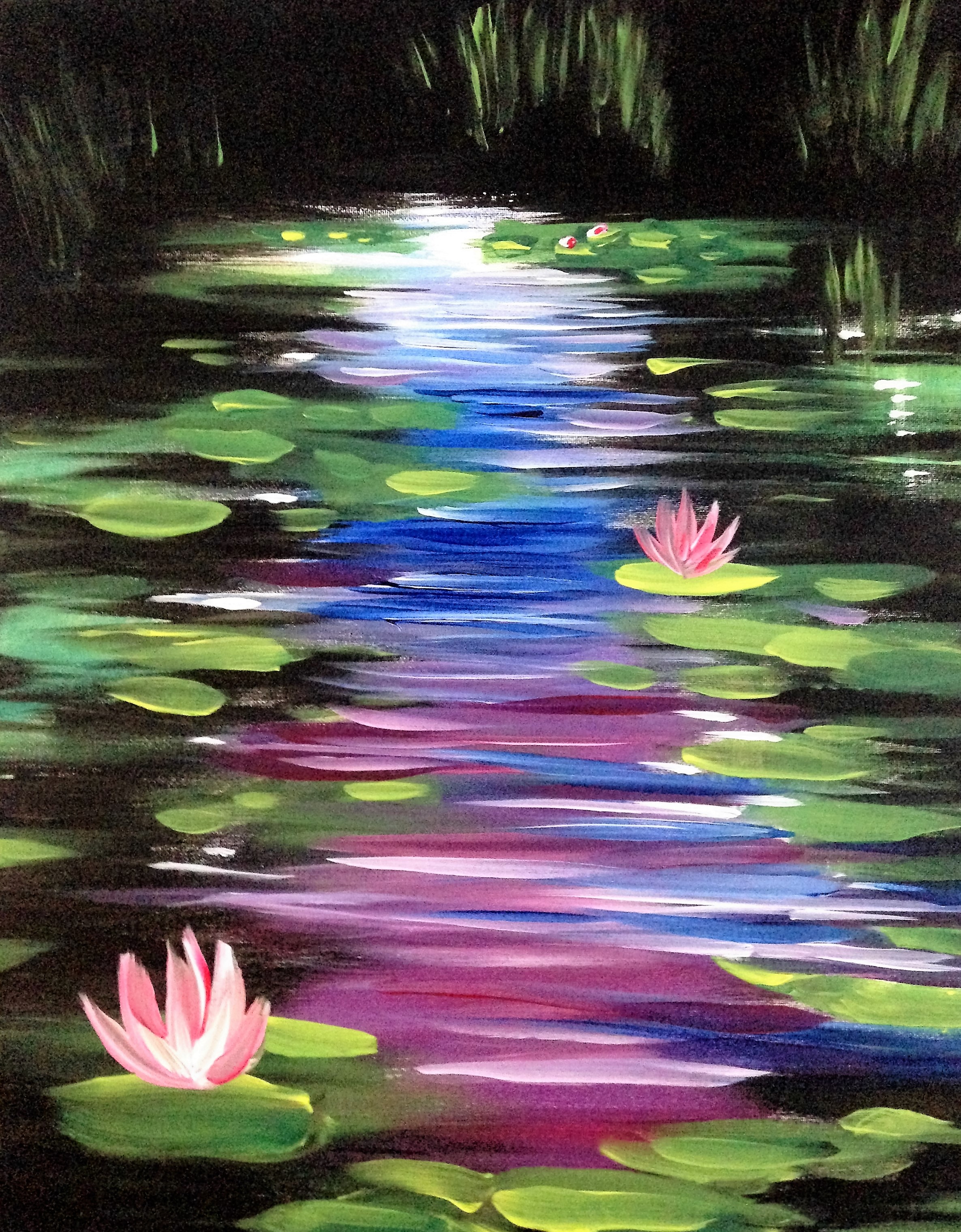 A Enchanted Water Lilies paint nite project by Yaymaker