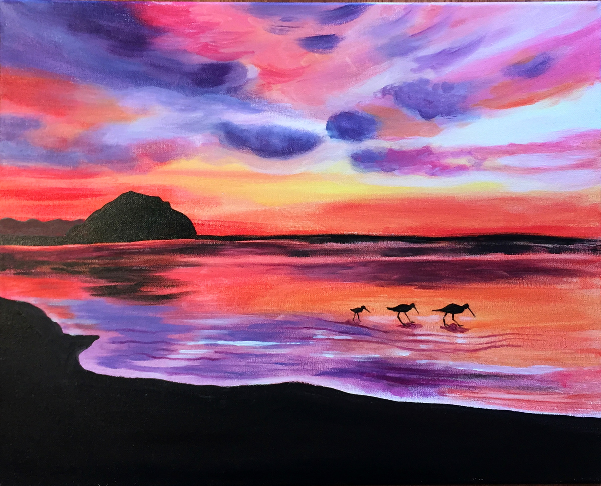 A Sunset at Morro Rock paint nite project by Yaymaker
