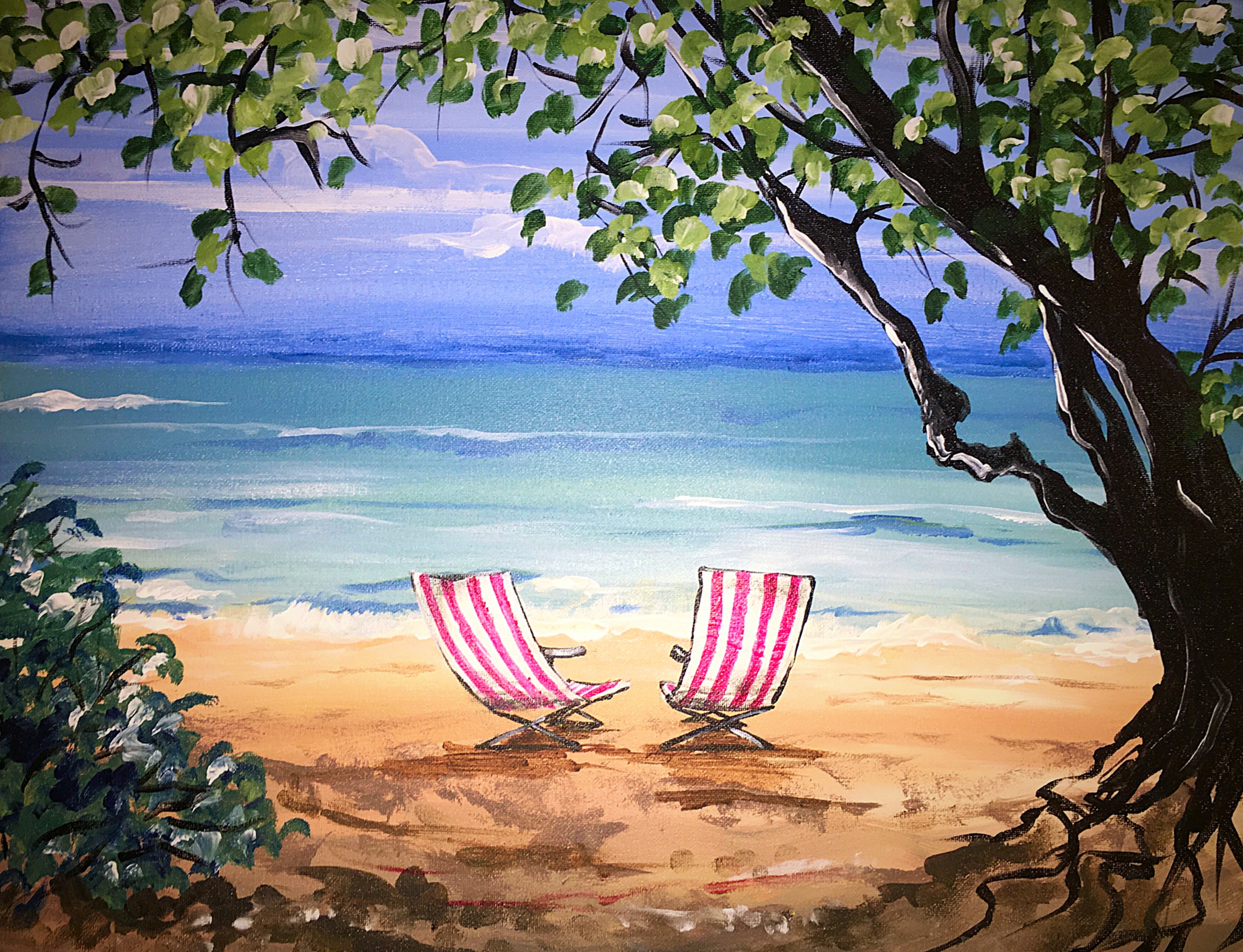 A Hawaiian Beach Bliss paint nite project by Yaymaker