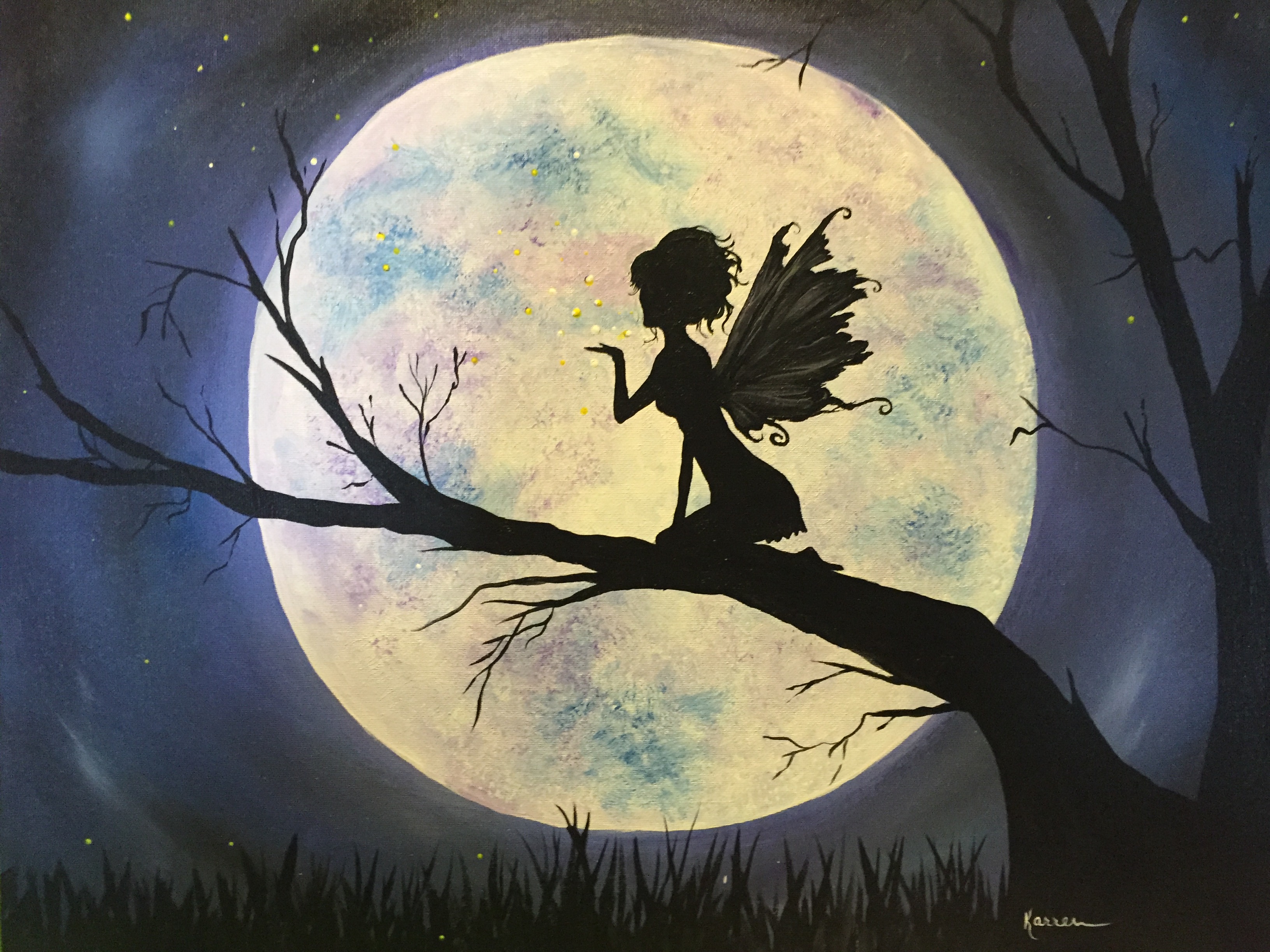 A Moonlight Kisses paint nite project by Yaymaker