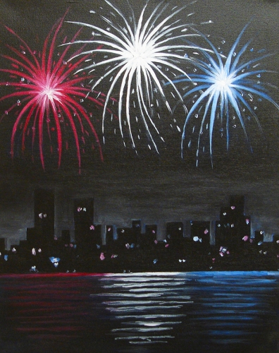 A Fireworks over the City paint nite project by Yaymaker