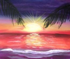 A Sunset Paradise paint nite project by Yaymaker