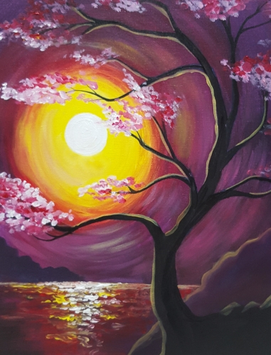 A Sakura Sunset paint nite project by Yaymaker