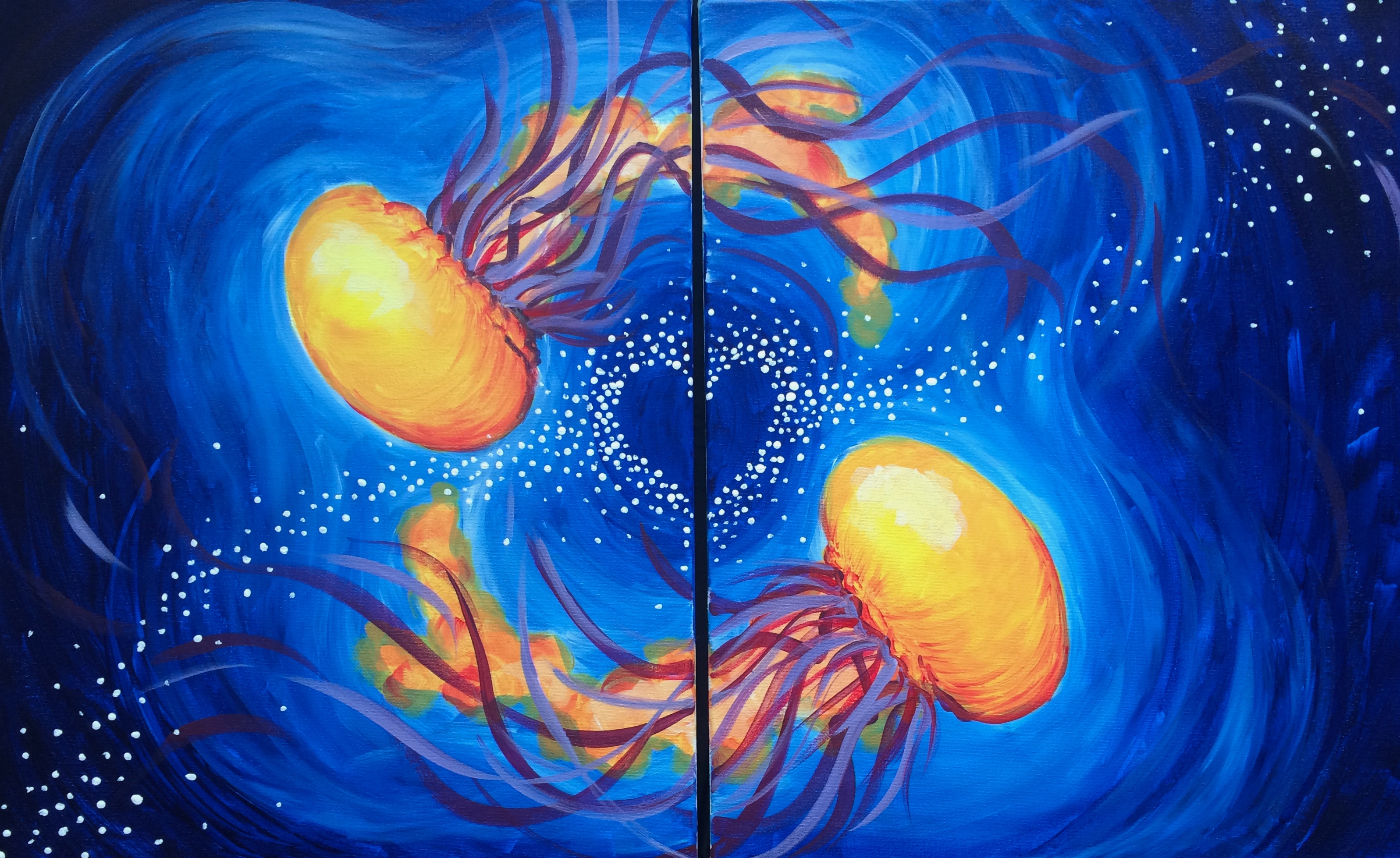 A Jellyfish Love Partner Painting paint nite project by Yaymaker