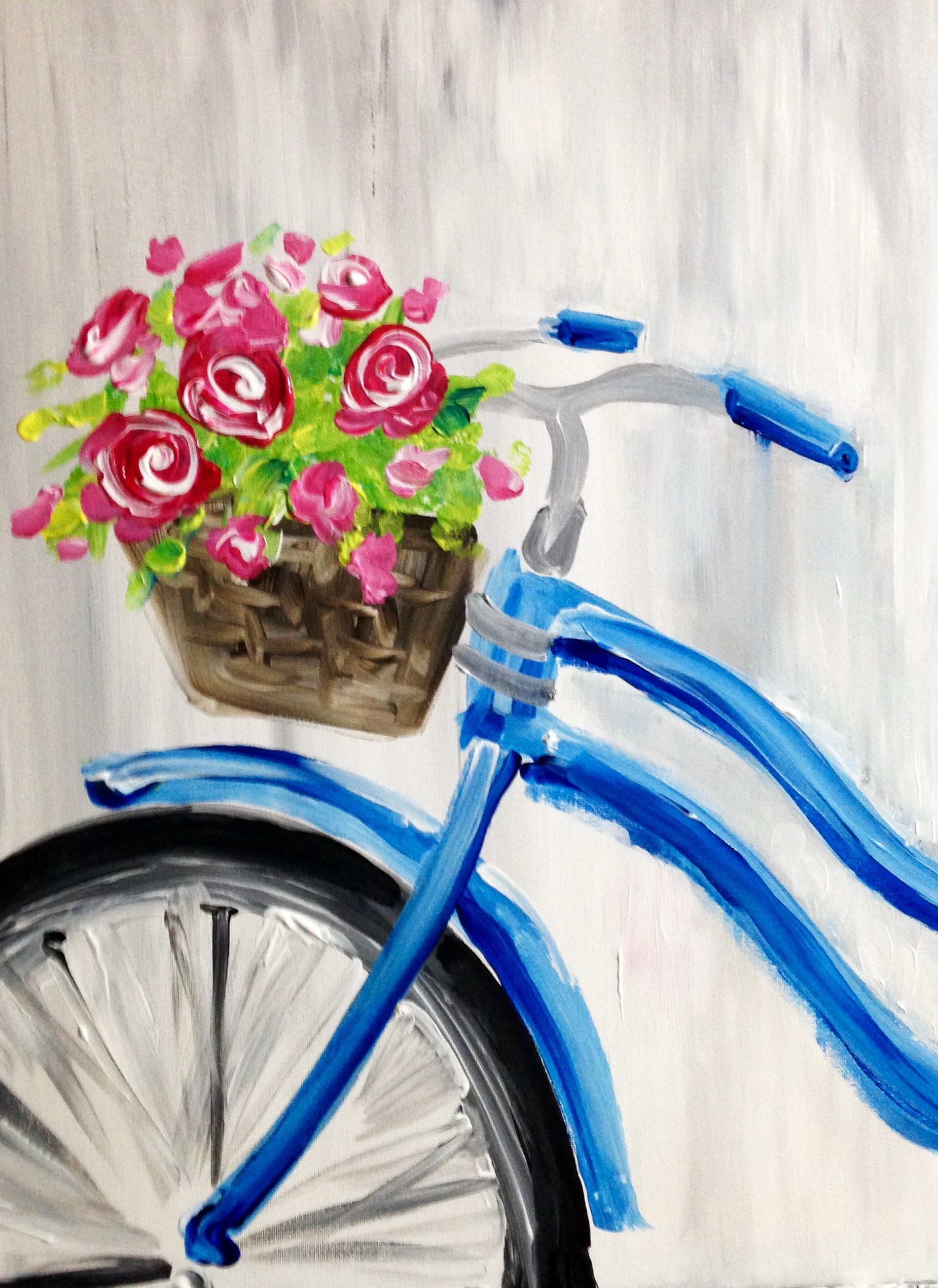 A Red Roses and Blue Bicycle paint nite project by Yaymaker