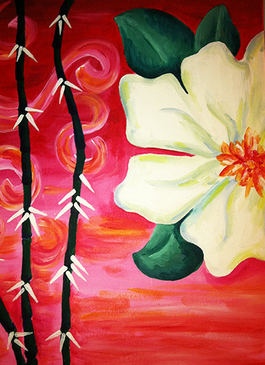 A White Flower  Bamboo paint nite project by Yaymaker