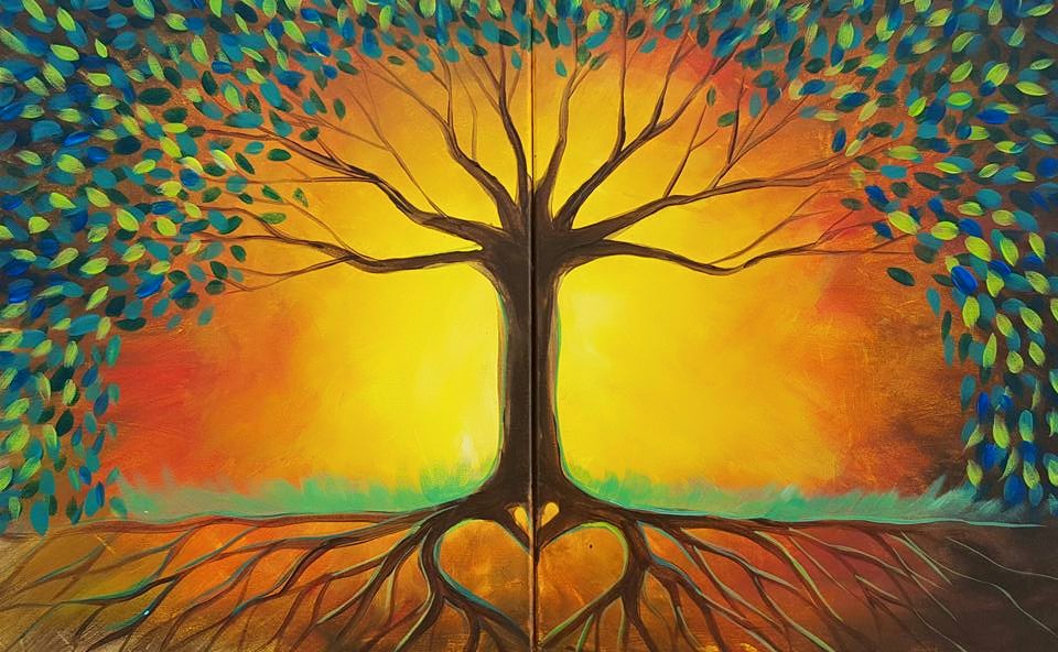 A Rooted in Love Partner Painting paint nite project by Yaymaker