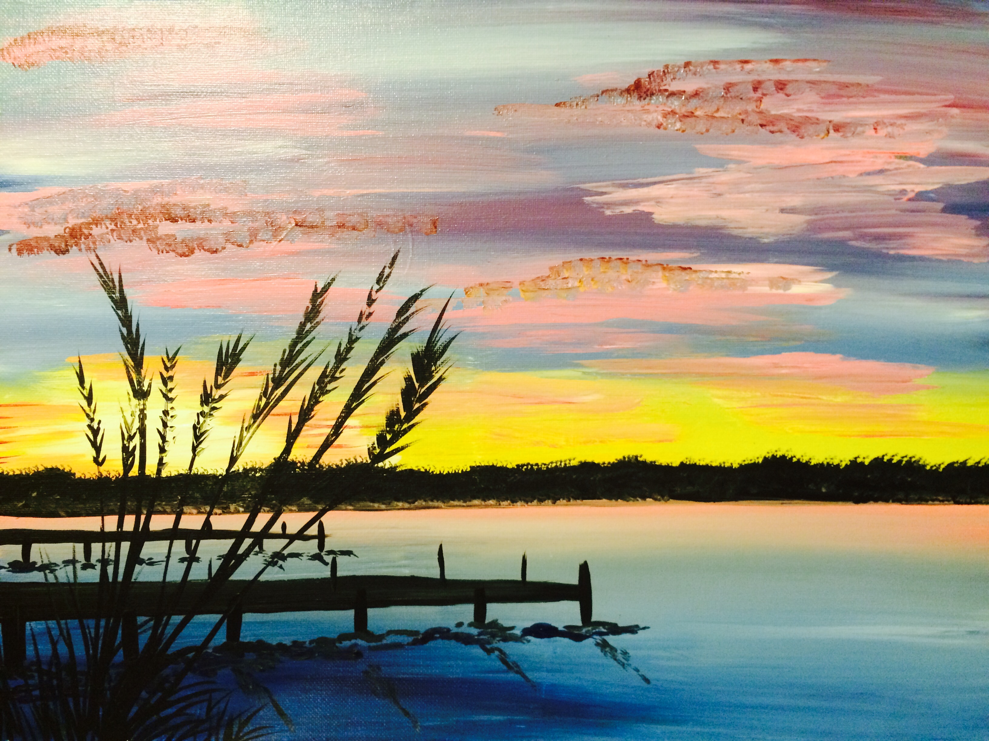 A Sunset by the Dock paint nite project by Yaymaker