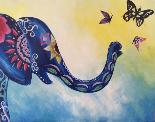 A Boho Elephant paint nite project by Yaymaker
