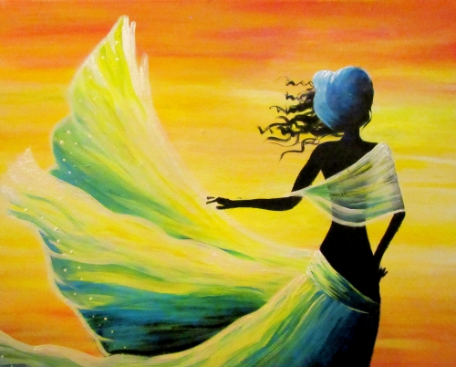 A Woman in the Wind paint nite project by Yaymaker