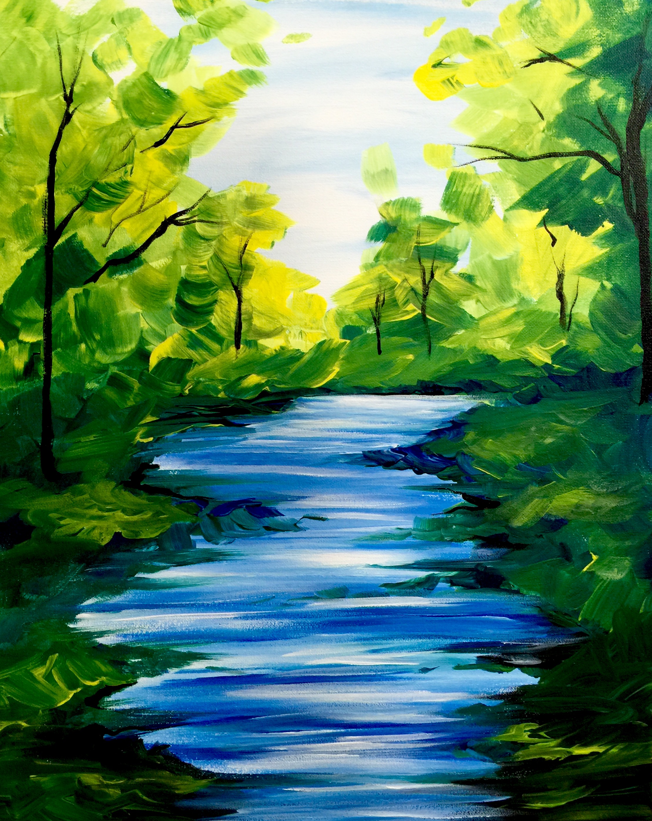 A Summer Stream paint nite project by Yaymaker