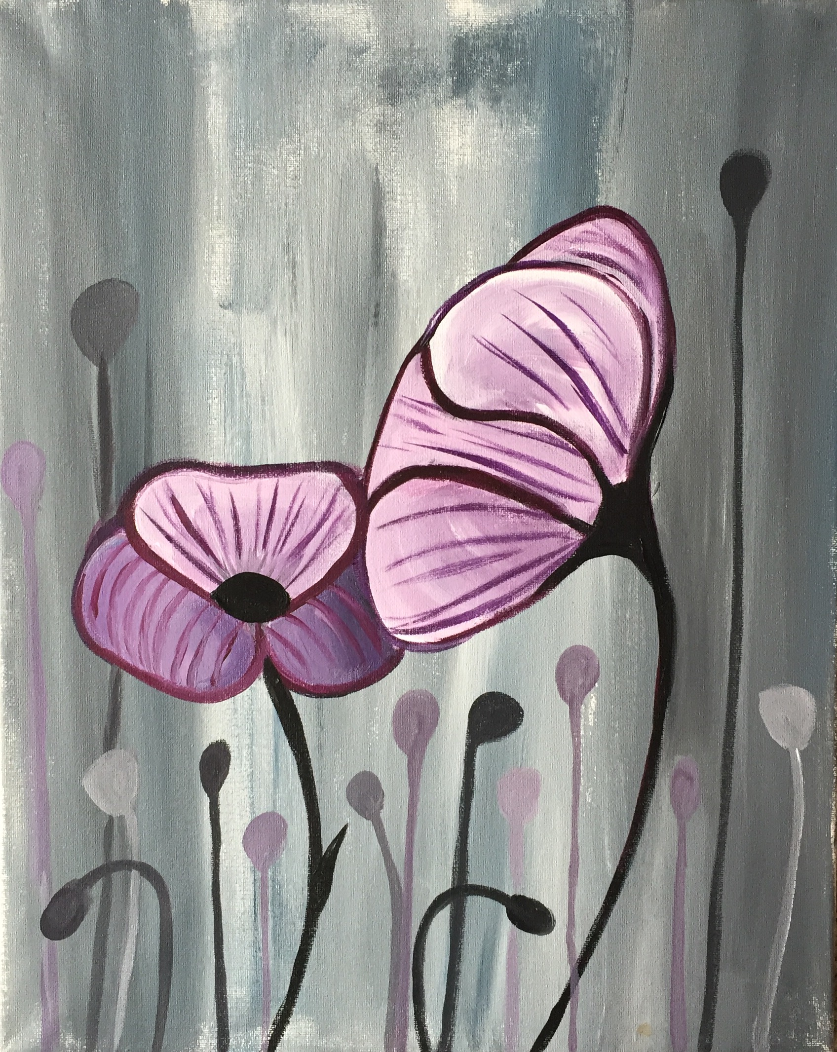 A Lavender Poppies paint nite project by Yaymaker