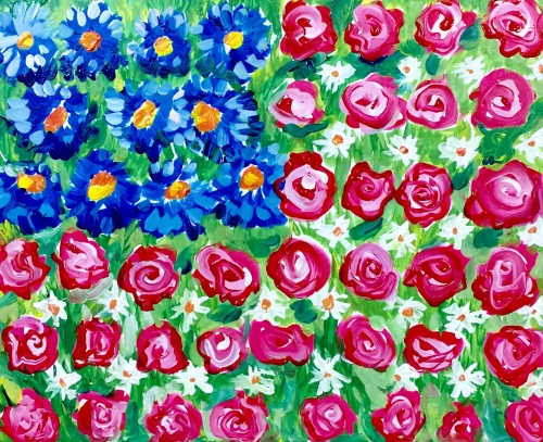 A American Flag in Flowers paint nite project by Yaymaker