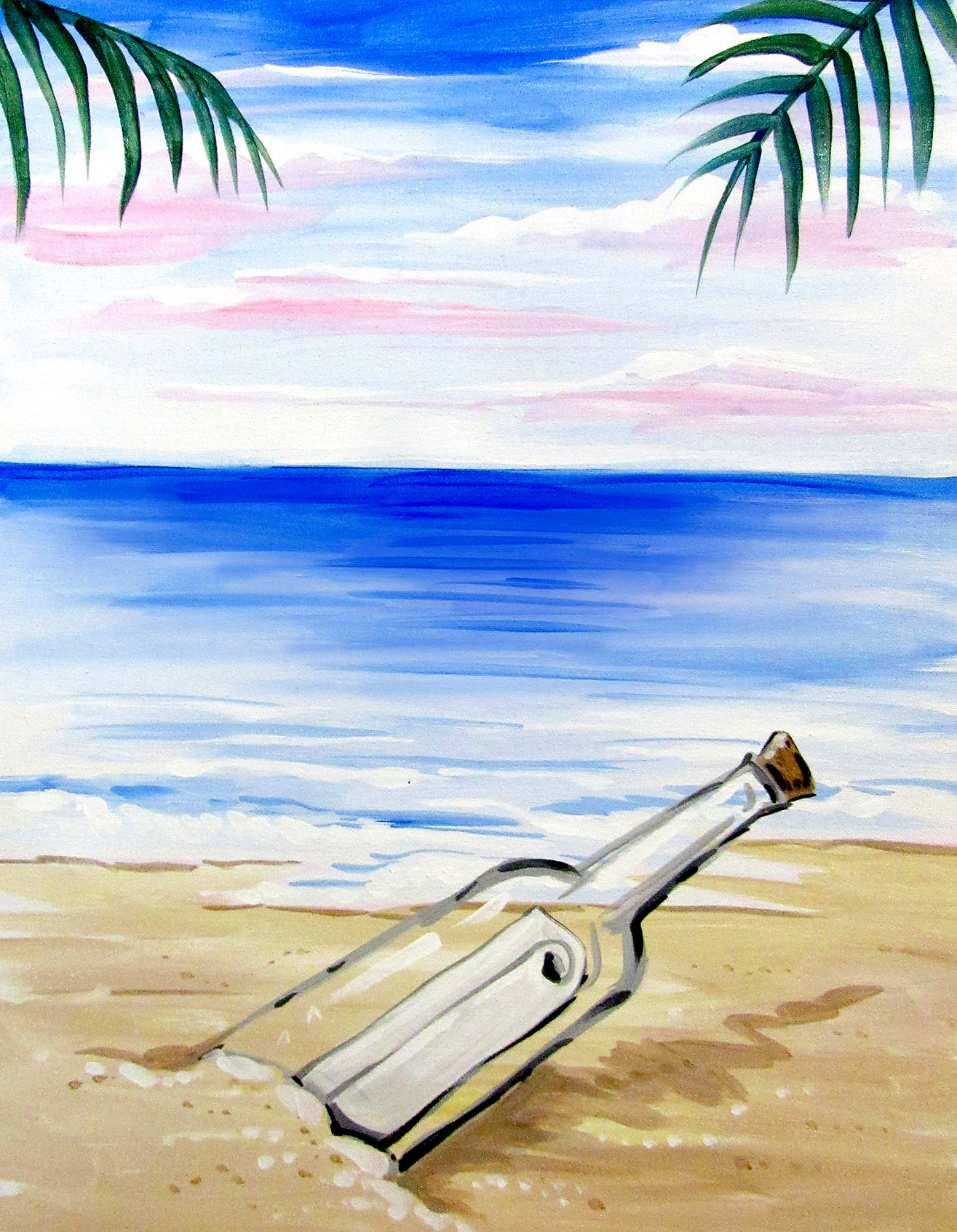 A Your Message in a Bottle paint nite project by Yaymaker