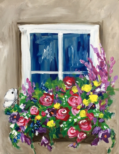A Window Box Blooms paint nite project by Yaymaker