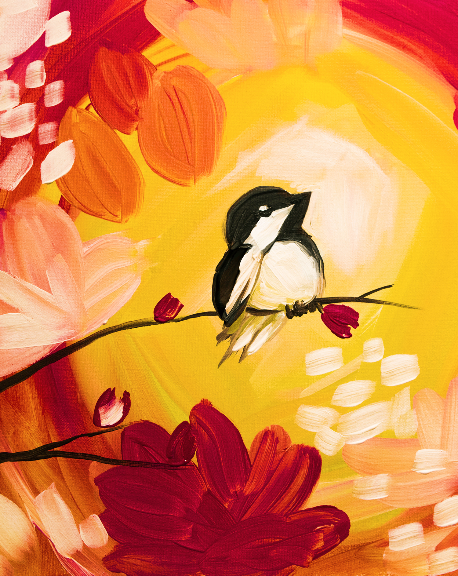 A Summer Chickadee paint nite project by Yaymaker