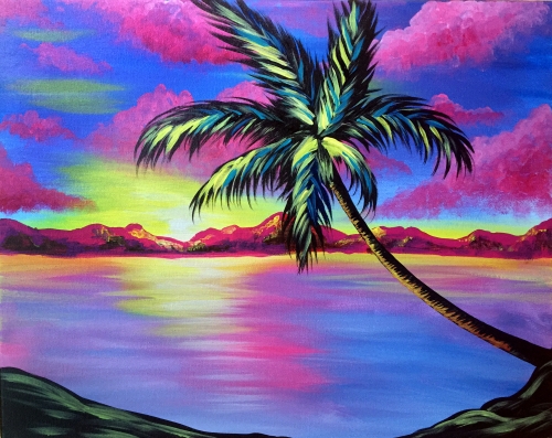 A Tropic Skies Palm Tree paint nite project by Yaymaker