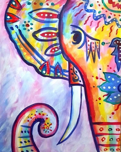 A RAINBOW The Boho Elephant paint nite project by Yaymaker