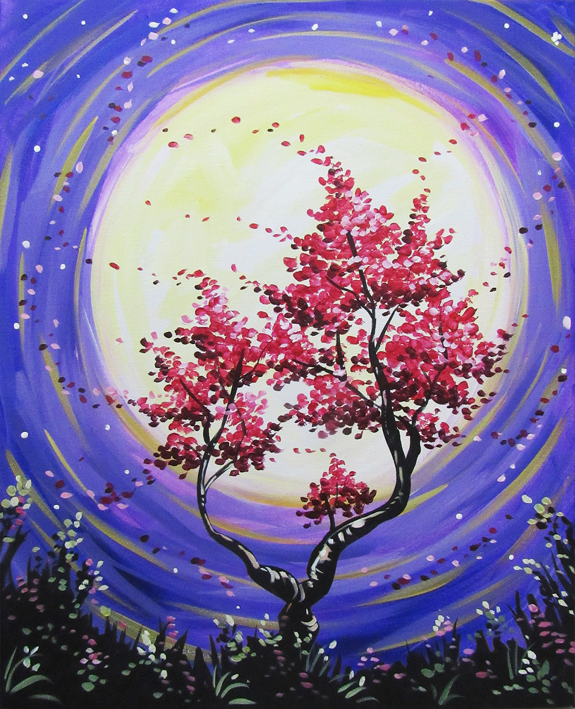 A Nocturnal Blossom Tree paint nite project by Yaymaker