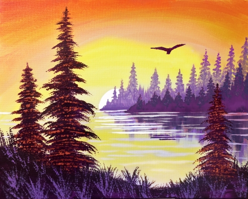 A Lake Sunset paint nite project by Yaymaker