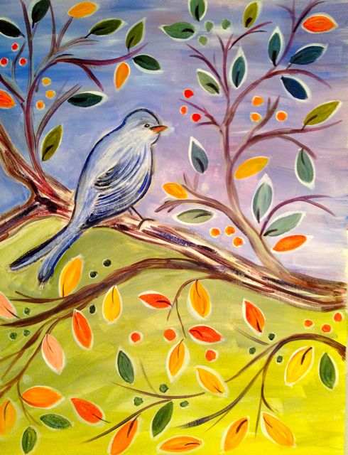 A Autumn Bird paint nite project by Yaymaker