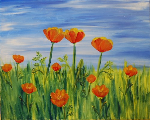 A Orange California Poppies paint nite project by Yaymaker