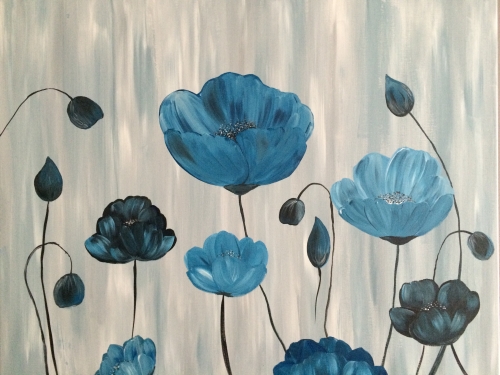 A Blue Blooms ll paint nite project by Yaymaker