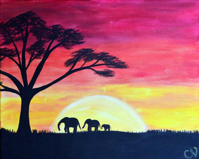 A Safari Sunset paint nite project by Yaymaker