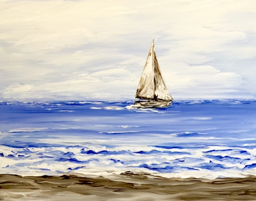 A Small Boat on the Ocean paint nite project by Yaymaker