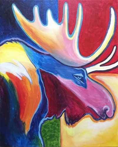 A Moose of Many Colors paint nite project by Yaymaker