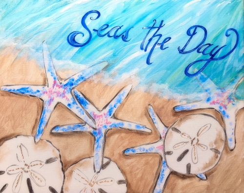 A Seas The Day StarfishSand Dollars paint nite project by Yaymaker