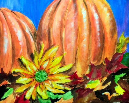 A Autumn Orchard With Sunflower paint nite project by Yaymaker