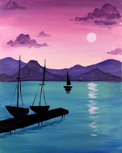 A Moonlight Dock paint nite project by Yaymaker