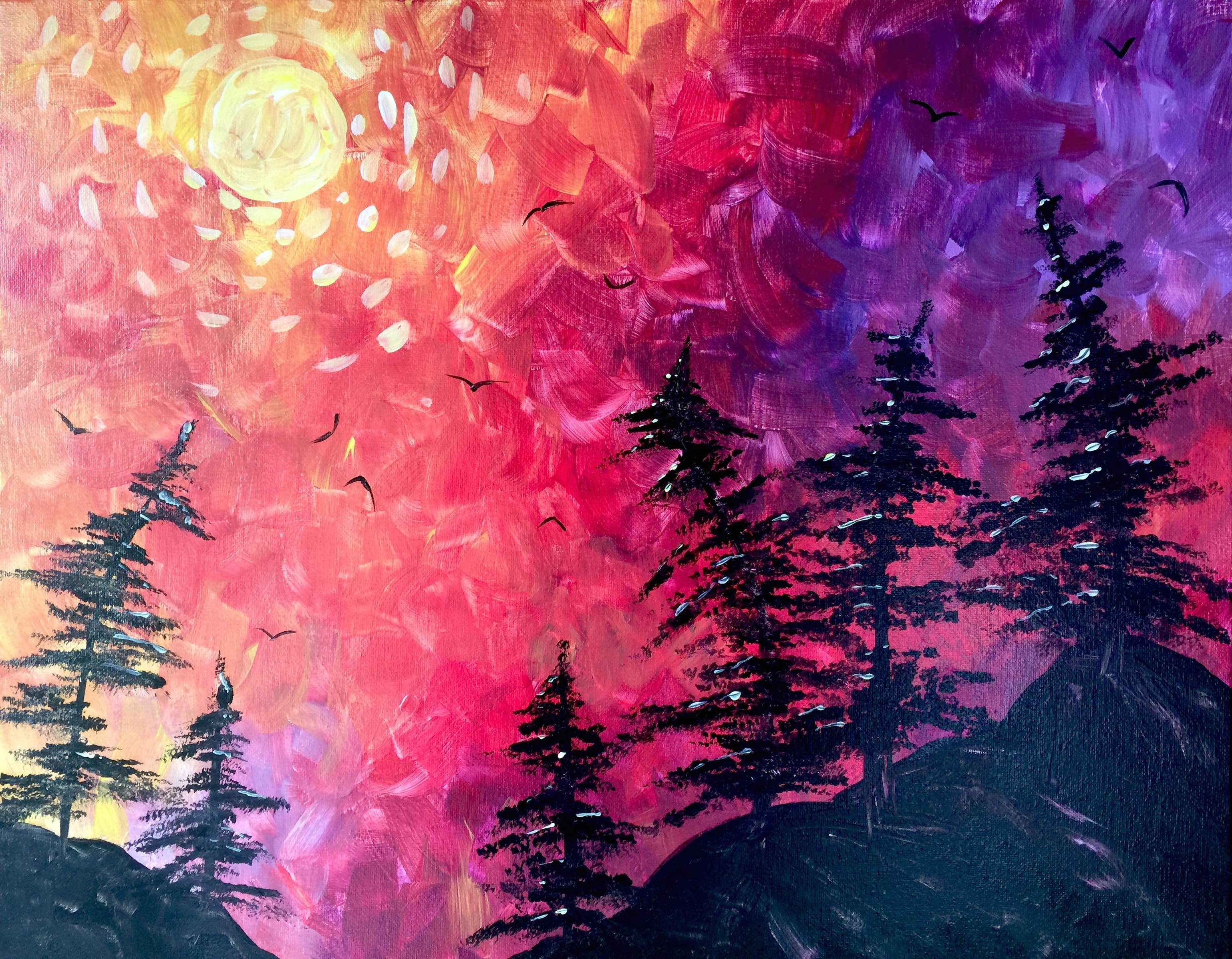 A Slow Burn Sunset paint nite project by Yaymaker