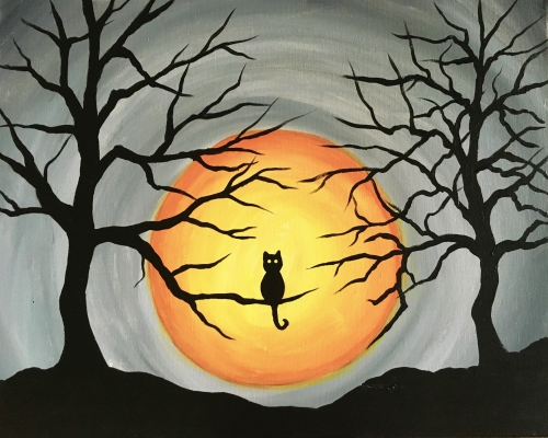 A Spooky Tree Cat paint nite project by Yaymaker