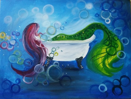 A Mermaid Bubble Bath paint nite project by Yaymaker