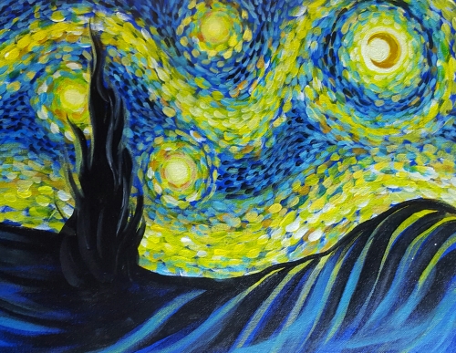 A Fanciful Starry Night paint nite project by Yaymaker