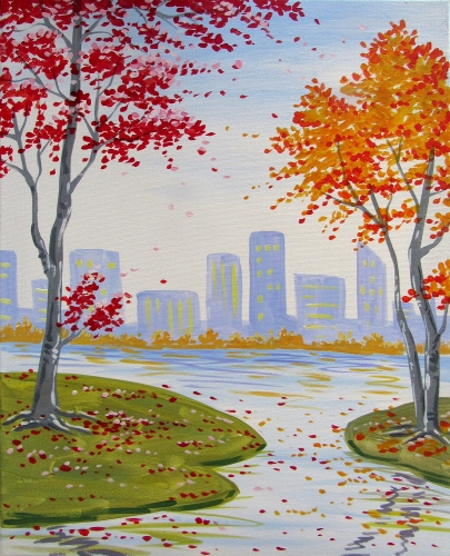 A Fall in the City II paint nite project by Yaymaker