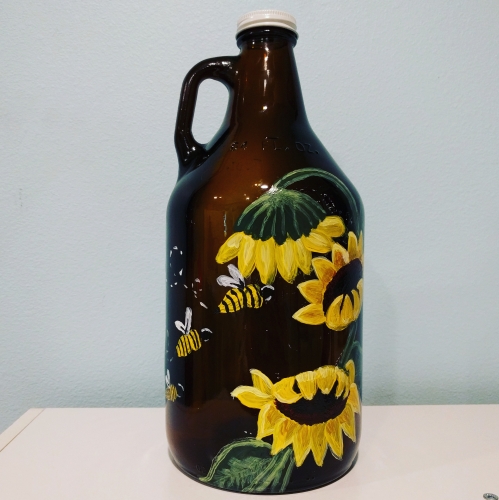 A Bee Your Best Self Growler paint nite project by Yaymaker