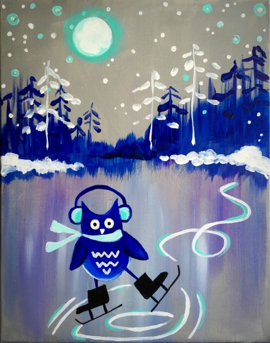 A Whoooo Says Owls Dont Ice Skate paint nite project by Yaymaker
